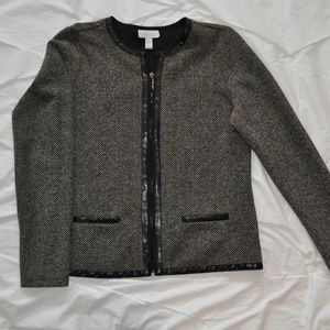 Charter Club Zipped Jacket with Leather Detail